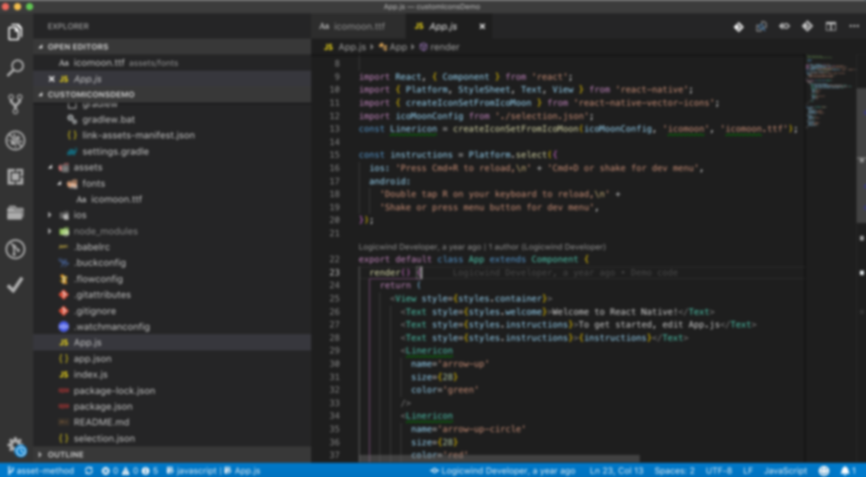 Integrate svg icon using custom and react-native-asset.
